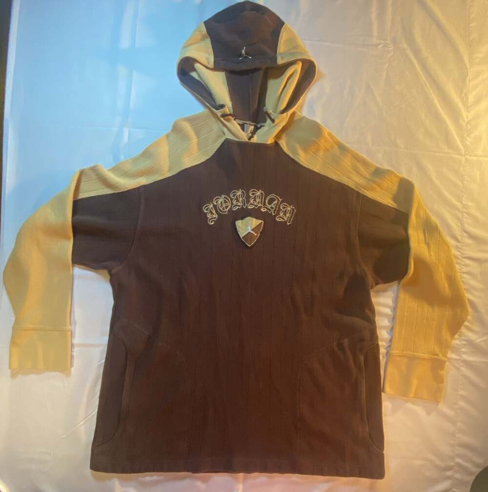 Jordan Hoodie Size XXL Brown Yellow Script Logo